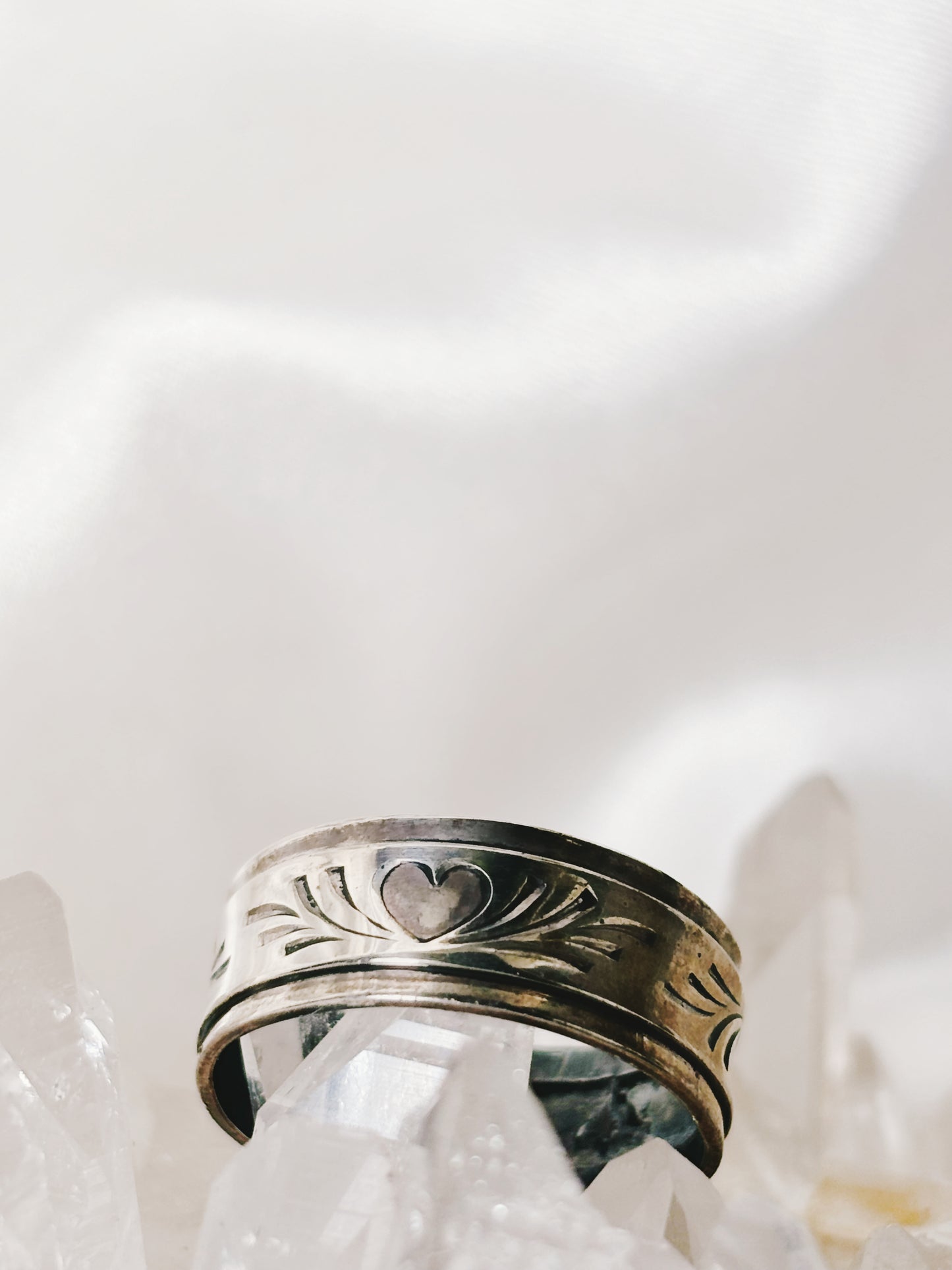 Sterling Silver Engraved Heart Stacking Ring